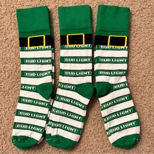 New Anheuser Busch BUD LIGHT leprechaun socks - 3 pairs